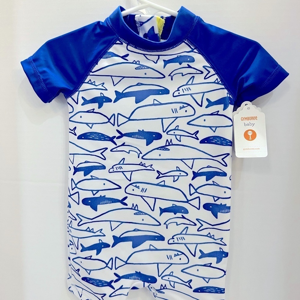 Gymboree Blue and White Rashguard Swim Top